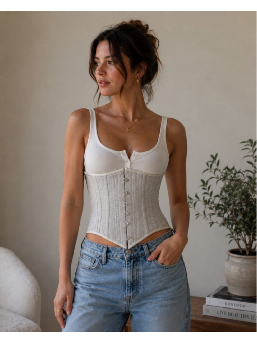 Black Iris Corsets White Underbust Waist Cincher Corset Size 30